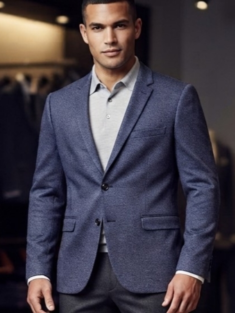 Topman Navy Blazer with Subtle Texture